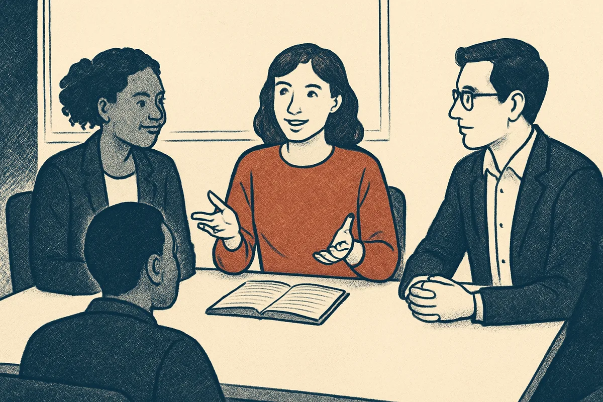 Teammeeting in entspannter Atmosphäre, offene Körpersprache und aktives Zuhören